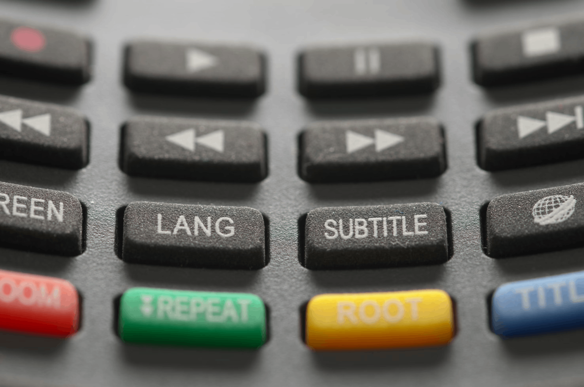 Subtitle button on a TV remote